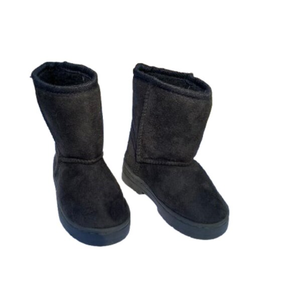 bebe Girls Black Suede Fabric Booties, Lined with Faux Fur, Rubber Soles, sz 7 - Picture 6 of 11